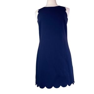 J. Crew Scalloped Hem Shift Sleeveless Blue Dress Size 4 Career Cocktail